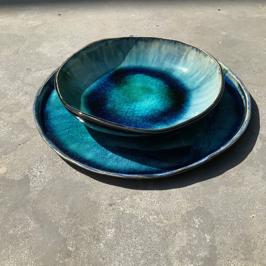 ASSIETTE  PLATE TURQUOISE